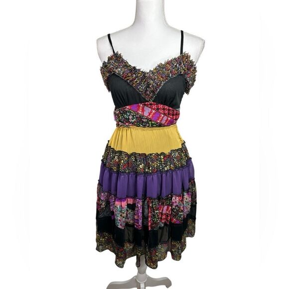 Lulumari Size S Colorful Patchwork Boho Women's Dress - Picture 1 of 11